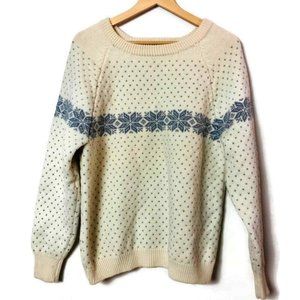 Vintage Handcrafted Vermont Stowe Woolens 100% Wool Fair Isle Ski Sweater EUC